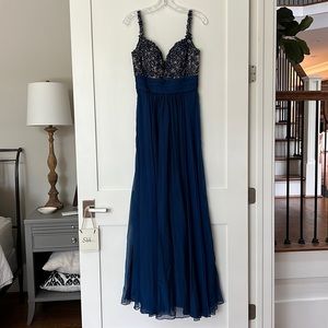 La Femme Blue prom dress with beaded top size 6